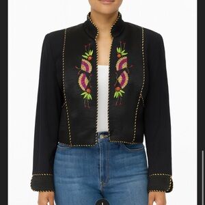 Michael Calderon Night Lights Embroidered
Boho Western Cropped Blazer Black M